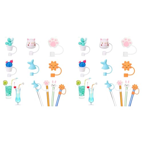 HASTHIP® 12PCS Silicone Straw Tips Cap Lids Anti-dust Caps Toppers for Reusable Drinking Straw Cute Dust-Proof Plug for 6-8 mm HASTHIP® 12PCS Silicone Straw Tips Cap Lids Anti-dust Caps Toppers for Reusable Drinking Straw Cute Dust-Proof Plug for 6-8 mm